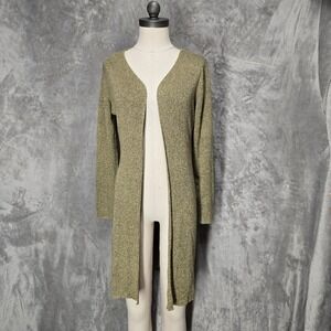 Vtg Clio Petites Silk Cotton Blend Long Open Knit Cardigan Sweater Womens PL